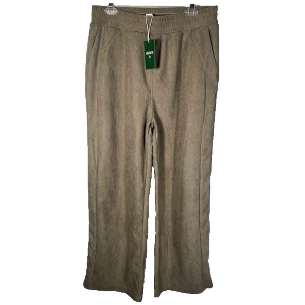 Halara Womens SZ L High Waisted Side Pocket Straight Leg Mop Corduroy Pants-1378